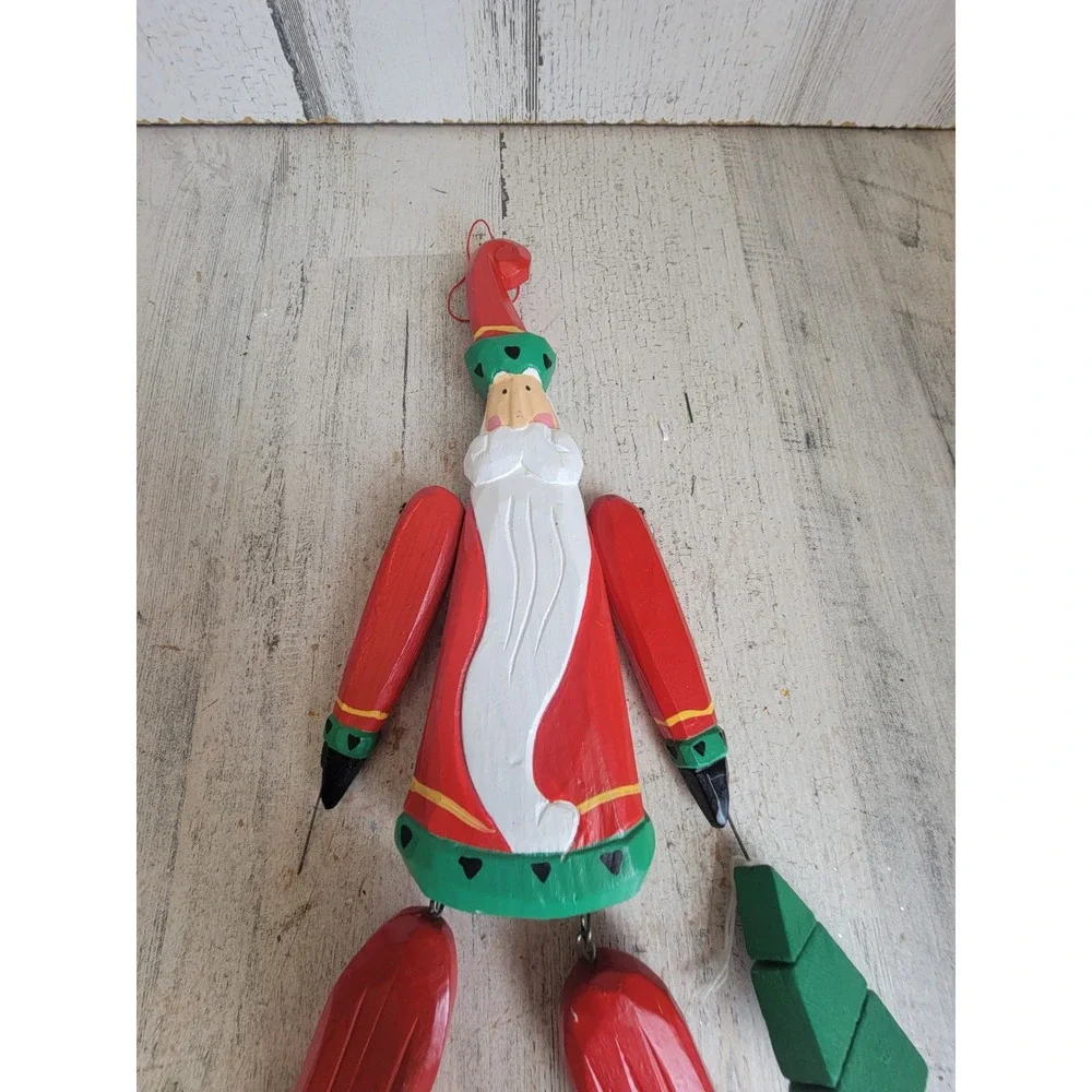 Vintage large wooden Santa Claus tree rustic folk art unique ornament home
